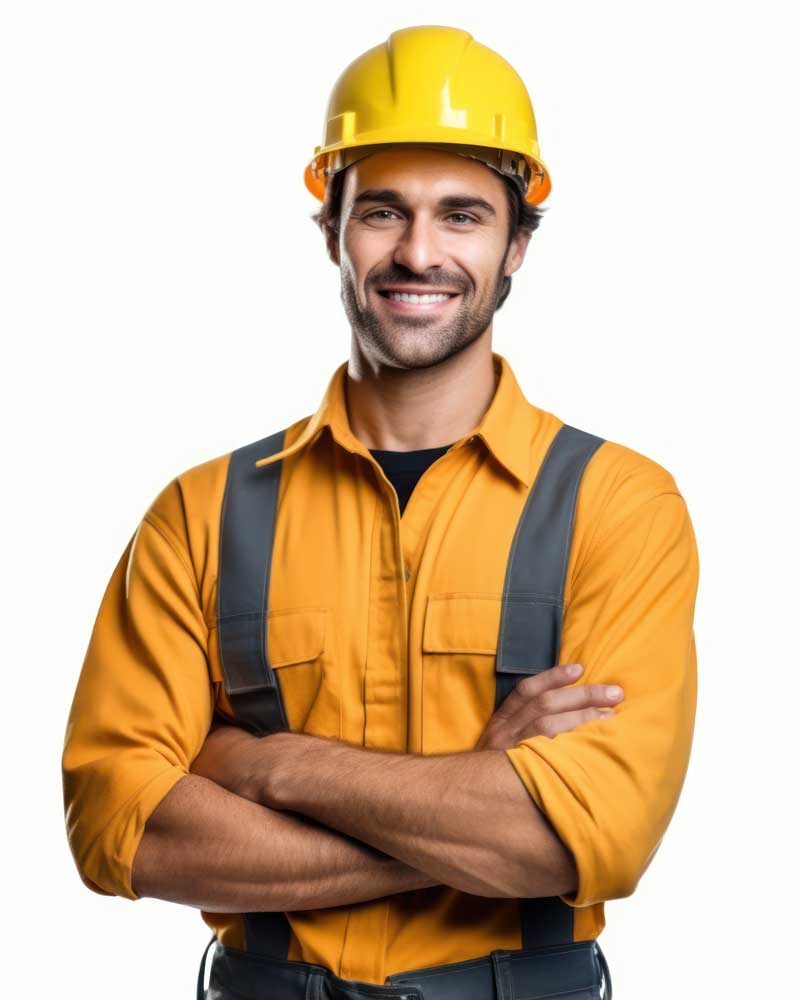 a smiling man wearing orange shirt