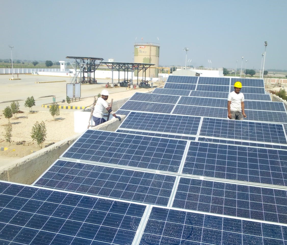 solar panels on a roof